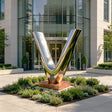 PREMIER Modern Letter V Sculpture in Stainless Steel Sculpture for Building Entrances, Public Plazas or Commercial Spaces PSSS-265-Stainless Steel Sculpture-PREMIER SCULPTURE