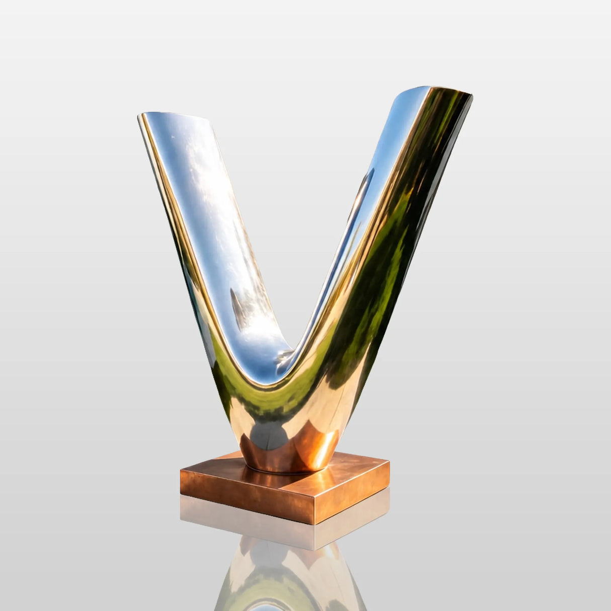 PREMIER Modern Letter V Sculpture in Stainless Steel Sculpture for Building Entrances, Public Plazas or Commercial Spaces PSSS-265-Stainless Steel Sculpture-PREMIER SCULPTURE