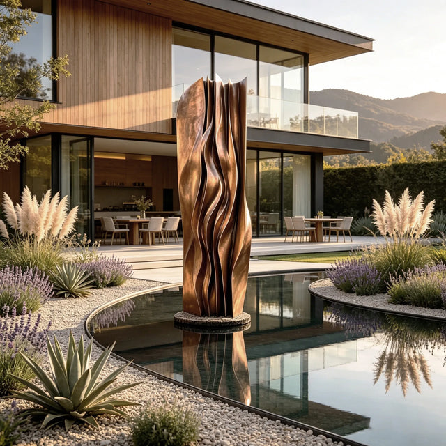 PREMIER Modern Outdoor Bronze Sculpture with Vertical Wave Design For Luxury Outdoor Landscape PSB-170-Bronze Sculpture-PREMIER SCULPTURE