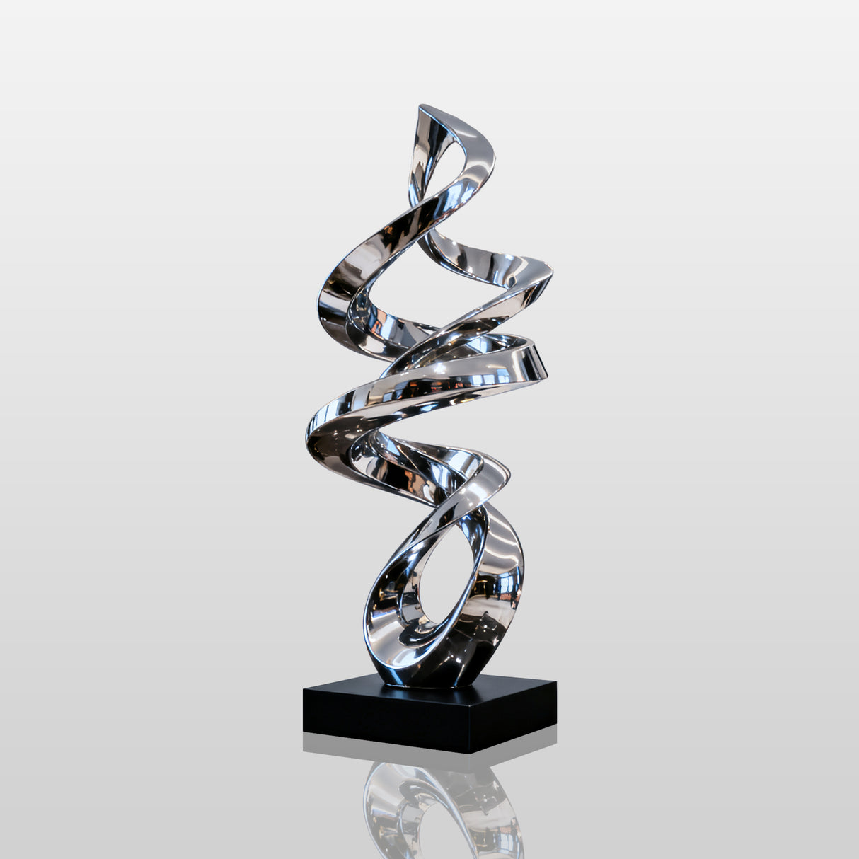 PREMIER Modern Spiral Sculpture with Polished Stainless Steel Finish for Luxury Villas, Courtyards, and Contemporary Gardens PSSS-143-Stainless Steel Sculpture-PREMIER SCULPTURE