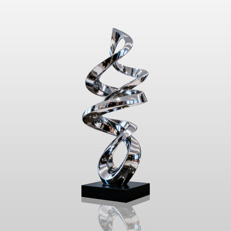 PREMIER Modern Spiral Sculpture with Polished Stainless Steel Finish for Luxury Villas, Courtyards, and Contemporary Gardens PSSS-143-Stainless Steel Sculpture-PREMIER SCULPTURE