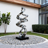 PREMIER Modern Spiral Sculpture with Polished Stainless Steel Finish for Luxury Villas, Courtyards, and Contemporary Gardens PSSS-143-Stainless Steel Sculpture-PREMIER SCULPTURE