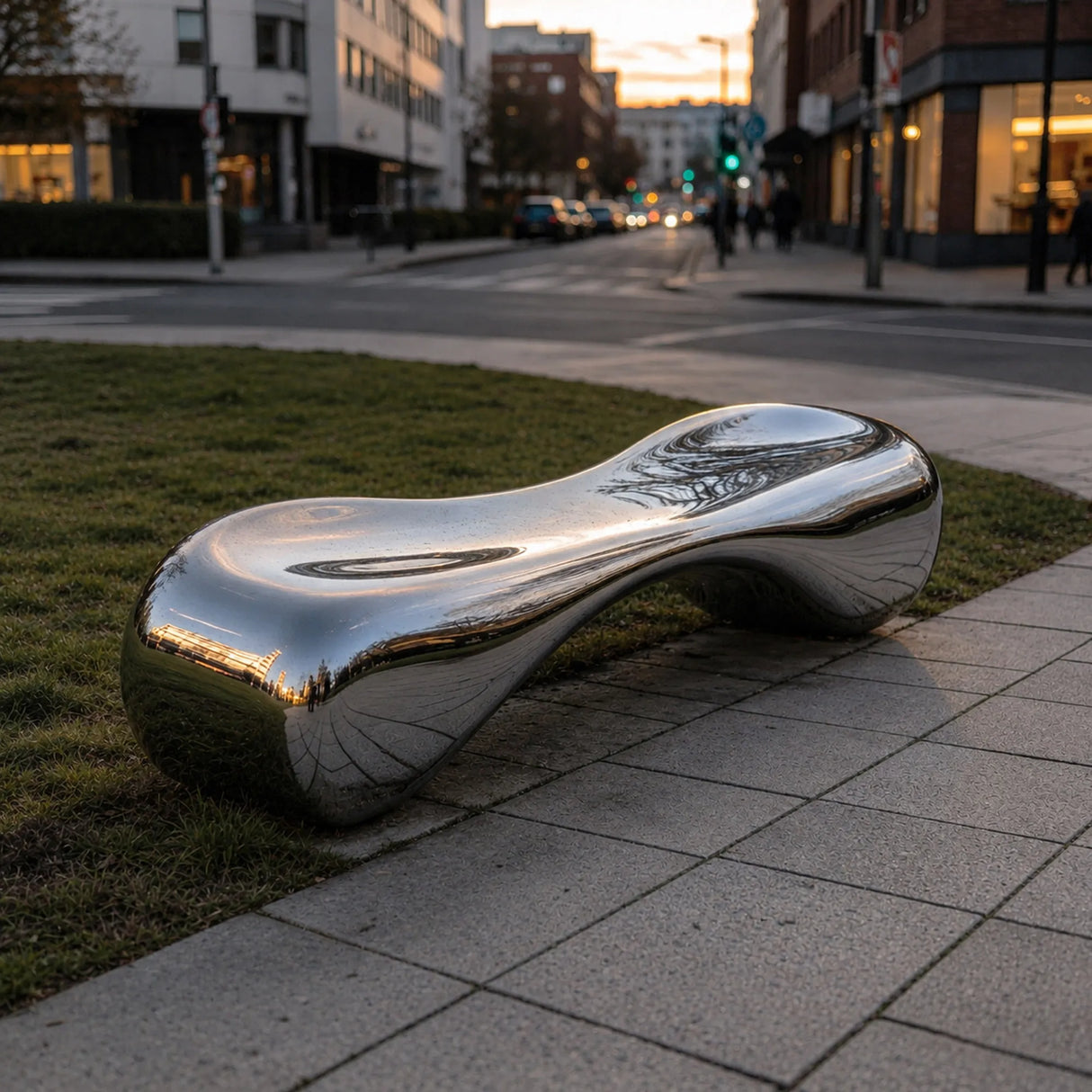 PREMIER Modern Stainless Steel Sculpture with Abstract Bench Design for Urban Parks, Public Squares or Hotels PSSS-259-Stainless Steel Sculpture-PREMIER SCULPTURE