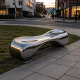 PREMIER Modern Stainless Steel Sculpture with Abstract Bench Design for Urban Parks, Public Squares or Hotels PSSS-259-Stainless Steel Sculpture-PREMIER SCULPTURE