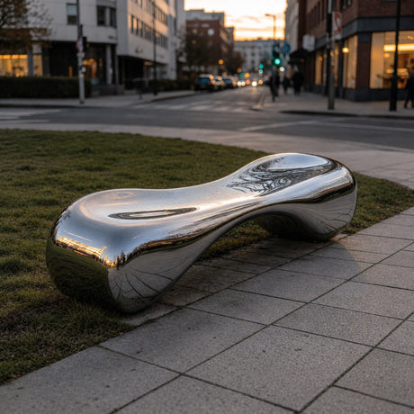 PREMIER Modern Stainless Steel Sculpture with Abstract Bench Design for Urban Parks, Public Squares or Hotels PSSS-259-Stainless Steel Sculpture-PREMIER SCULPTURE