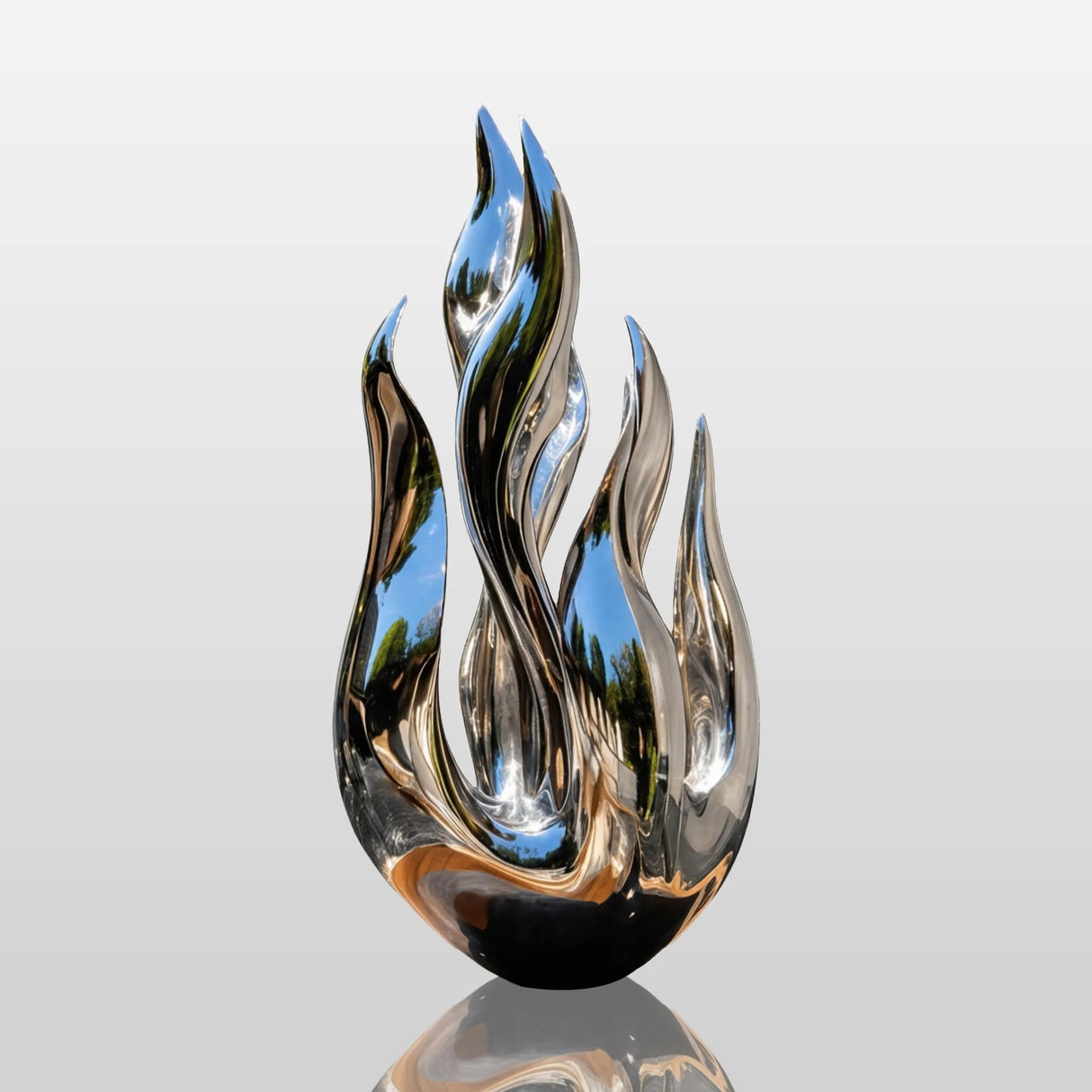 PREMIER Modern Stainless Steel Sculpture with Abstract Flame Design for Hotel Lobbies, Galleries or Living Rooms PSSS-256-Stainless Steel Sculpture-PREMIER SCULPTURE