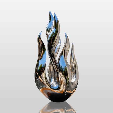 PREMIER Modern Stainless Steel Sculpture with Abstract Flame Design for Hotel Lobbies, Galleries or Living Rooms PSSS-256-Stainless Steel Sculpture-PREMIER SCULPTURE