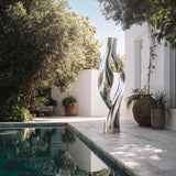 PREMIER Modern Stainless Steel Sculpture with Flowing and Interacting Ribbons Design Perfect for Public Parks, Courtyards or Near the Pool PSSS-230-Stainless Steel Sculpture-PREMIER SCULPTURE