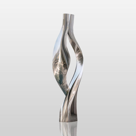 PREMIER Modern Stainless Steel Sculpture with Flowing and Interacting Ribbons Design Perfect for Public Parks, Courtyards or Near the Pool PSSS-230-Stainless Steel Sculpture-PREMIER SCULPTURE