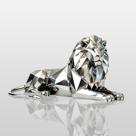 PREMIER Modern Stainless Steel Sculpture with Geometric Lion Design for Luxury Villas, Gardens, and Outdoor Spaces PSSS-149-Stainless Steel Sculpture-PREMIER SCULPTURE