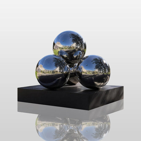 PREMIER Modern Stainless Steel Sculpture with Stacked Sphere Design for Commercial Entrances, Villas or Urban Landscapes PSSS-252-Stainless Steel Sculpture-PREMIER SCULPTURE