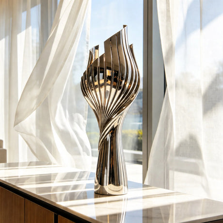 PREMIER Modern Stainless Steel Sculpture with Torch Design for Hotel Lobbies, Entrances or Offices PSSS-263-Stainless Steel Sculpture-PREMIER SCULPTURE