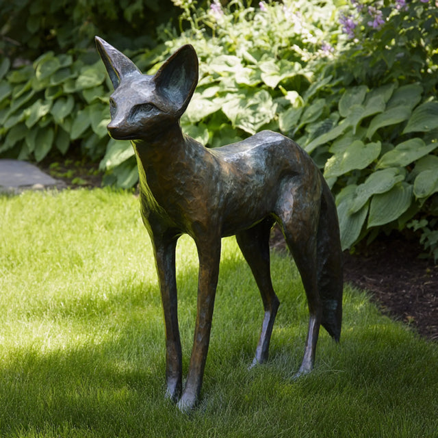 PREMIER Natural Fox Bronze Sculpture with Lifelike Design Best for Gardens, Courtyards, or Landscape Walkways PSB-159-Bronze Sculpture-PREMIER SCULPTURE
