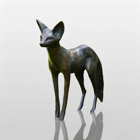 PREMIER Natural Fox Bronze Sculpture with Lifelike Design Best for Gardens, Courtyards, or Landscape Walkways PSB-159-Bronze Sculpture-PREMIER SCULPTURE