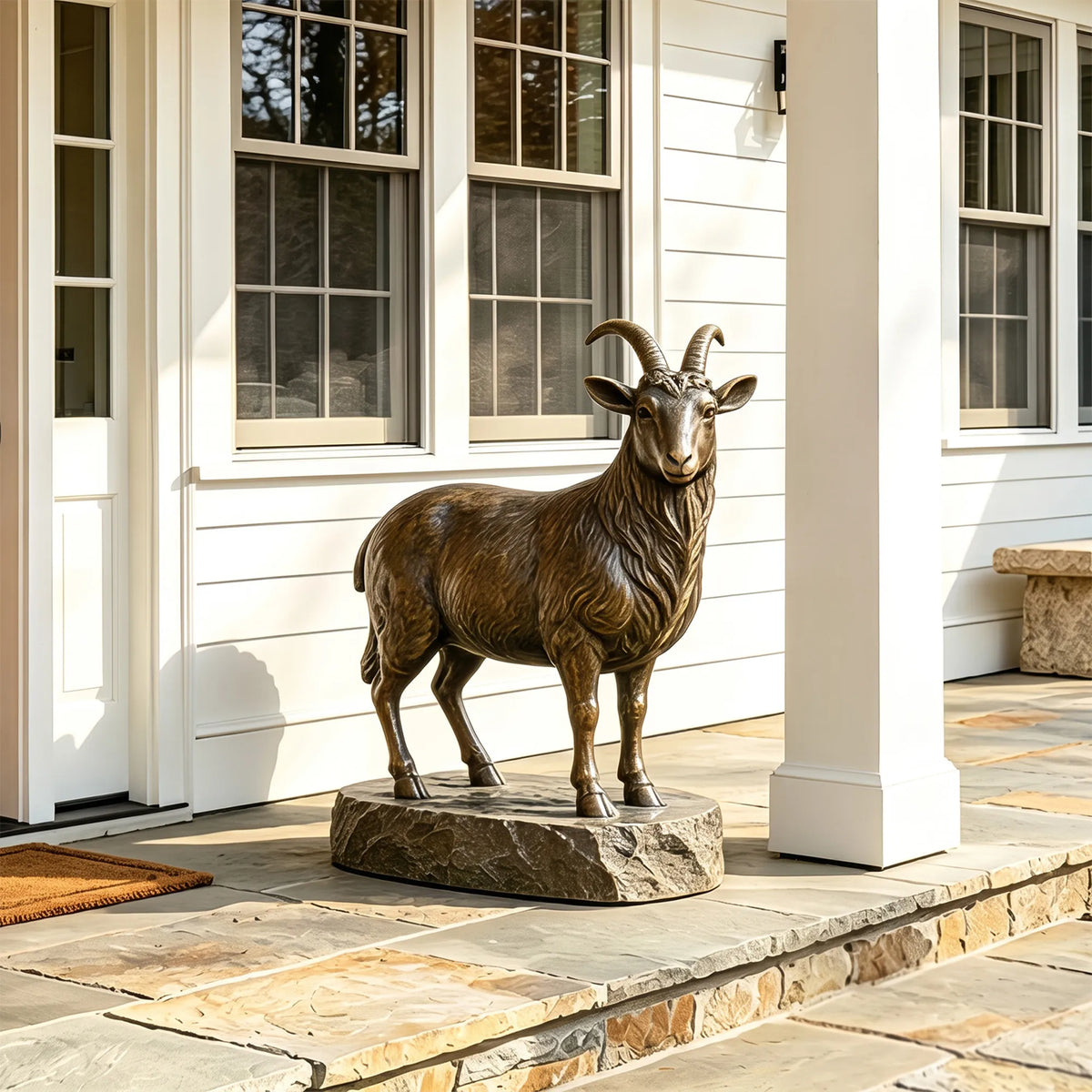 PREMIER Outdoor Bronze Goat Statue for Front Porch, Residential Garden, Zoo or Town Park PSB-258-Bronze Sculpture-PREMIER SCULPTURE