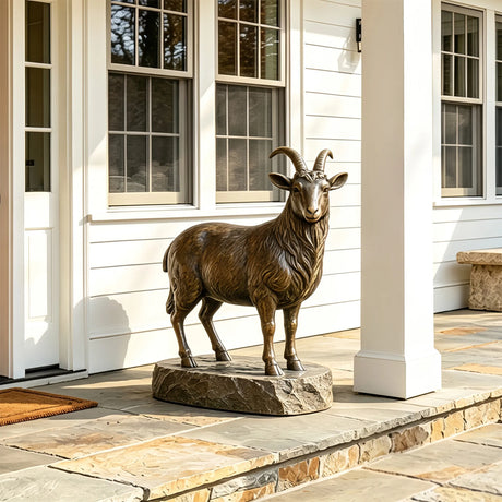 PREMIER Outdoor Bronze Goat Statue for Front Porch, Residential Garden, Zoo or Town Park PSB-258-Bronze Sculpture-PREMIER SCULPTURE