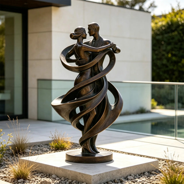 PREMIER Outdoor Large Bronze Dancing Couple Sculpture for Pool Deck, Garden or Hotel Terrace PSB-260-Bronze Sculpture-PREMIER SCULPTURE