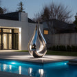 PREMIER Polished Stainless Steel Sculpture with Flame Form for Luxury Entrances, Gardens, and Poolside Spaces PSSS-166-Stainless Steel Sculpture-PREMIER SCULPTURE