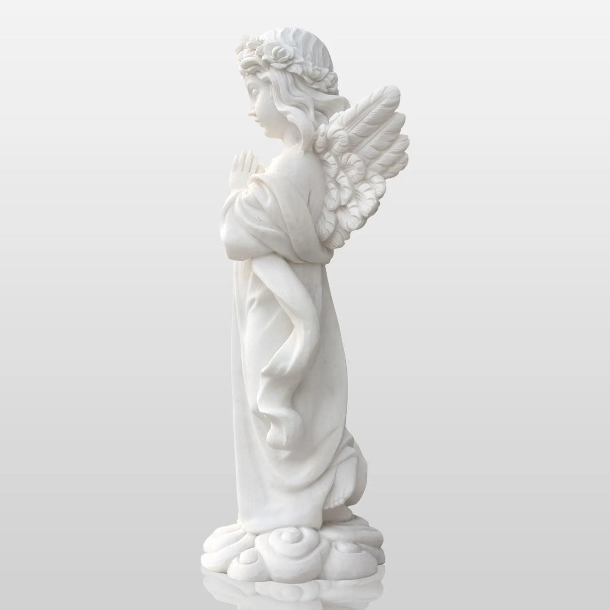 PREMIER Praying Angel Marble Sculpture for Villas Courtyards and Memorial Outdoor Spaces PSM-090-Marble sculpture-PREMIER SCULPTURE