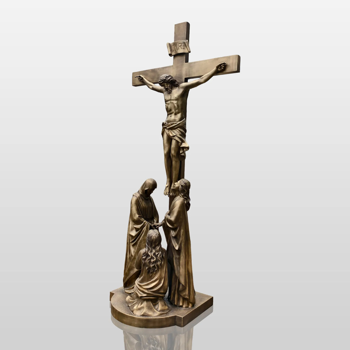 PREMIER Religious Bronze Sculpture with the Crucifixion of Jesus Design Fit for Indoor Churches, Chapels, Prayer Rooms PSB-156-Bronze Sculpture-PREMIER SCULPTURE