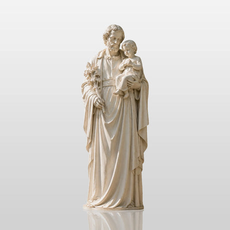 PREMIER Religious Marble Saint Joseph Statue Holding Baby Jesus for Church Yard, Front Yard or Memorial Garden PSM-174-Marble sculpture-PREMIER SCULPTURE