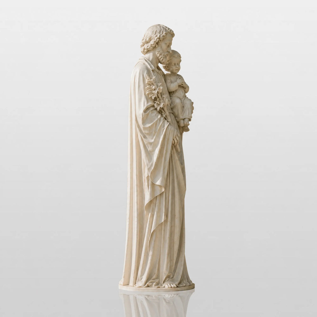 PREMIER Religious Marble Saint Joseph Statue Holding Baby Jesus for Church Yard, Front Yard or Memorial Garden PSM-174-Marble sculpture-PREMIER SCULPTURE