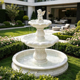PREMIER Romantic Marble Fountain with Angel Design for Villas, Gardens, Hotels and Patios PSFM-012-Marble sculpture-PREMIER SCULPTURE