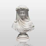 PREMIER Romantic Marble Table Sculpture in Veiled Bride for the Dresser, Entryway, Bedroom and Wedding Studio PSM-132-Marble sculpture-PREMIER SCULPTURE