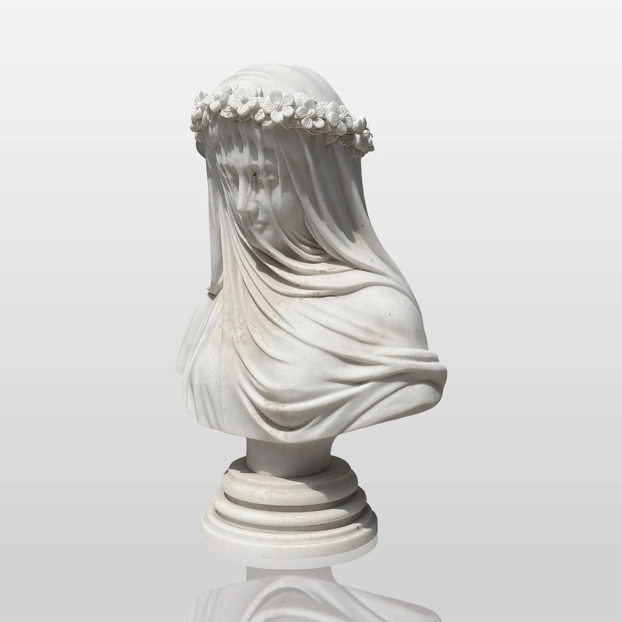 PREMIER Romantic Marble Table Sculpture in Veiled Bride for the Dresser, Entryway, Bedroom and Wedding Studio PSM-132-Marble sculpture-PREMIER SCULPTURE