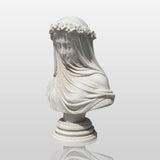 PREMIER Romantic Marble Table Sculpture in Veiled Bride for the Dresser, Entryway, Bedroom and Wedding Studio PSM-132-Marble sculpture-PREMIER SCULPTURE