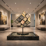 PREMIER Rubik’s Cube Marble Sculpture with Stainless Steel for Art Galleries, Hotel Lobbies and Museum Halls PSM-135-Marble sculpture-PREMIER SCULPTURE