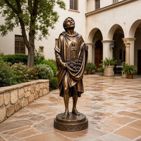 PREMIER Saint Juan Diego Statue in Warm Bronze for Courtyard, Church Entrance or Side Garden PSB-235-Bronze Sculpture-PREMIER SCULPTURE