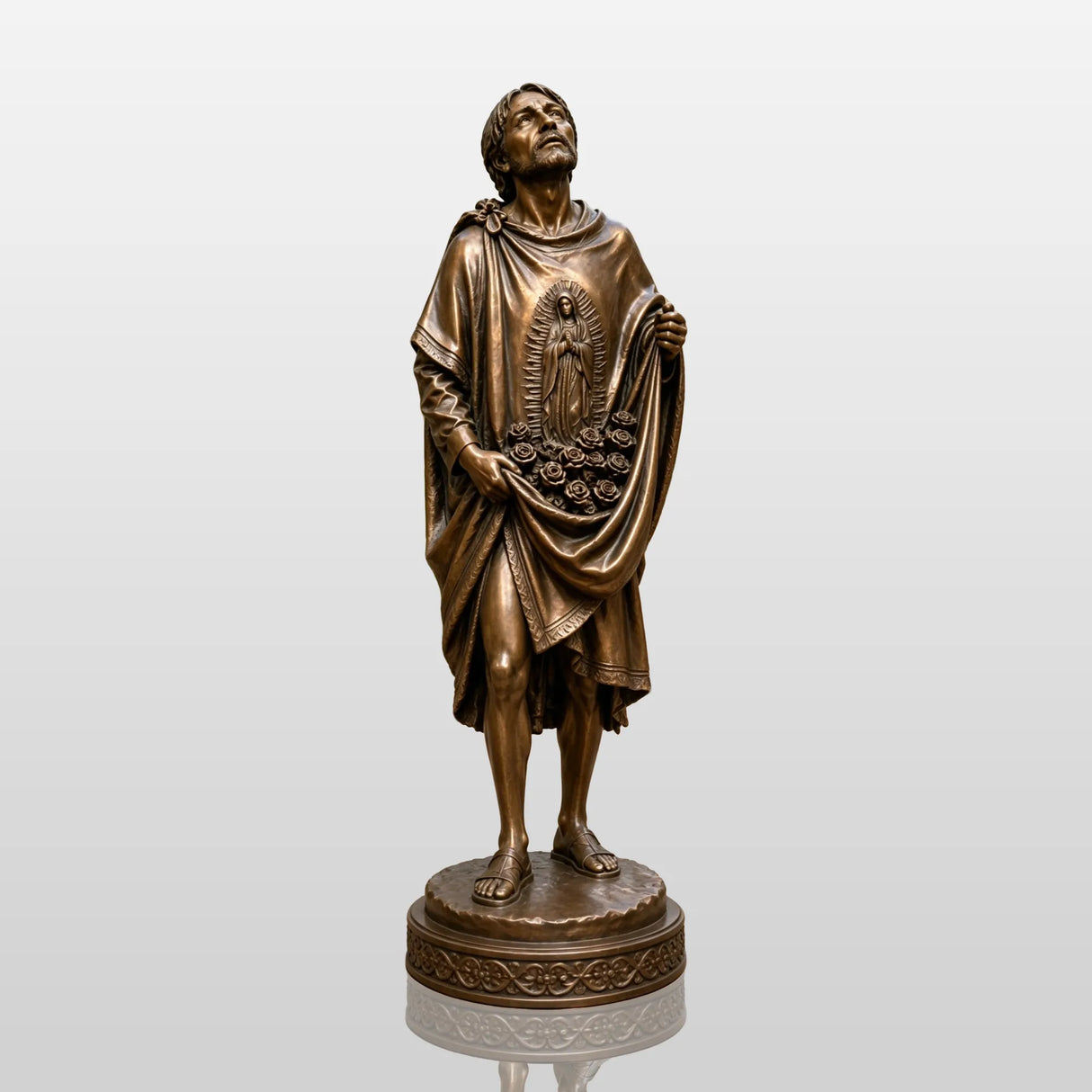 PREMIER Saint Juan Diego Statue in Warm Bronze for Courtyard, Church Entrance or Side Garden PSB-235-Bronze Sculpture-PREMIER SCULPTURE