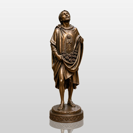 PREMIER Saint Juan Diego Statue in Warm Bronze for Courtyard, Church Entrance or Side Garden PSB-235-Bronze Sculpture-PREMIER SCULPTURE