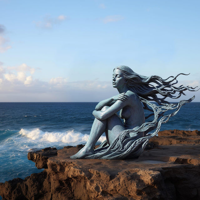 PREMIER Sea Daughter Sculpture with Flowing Hair and Ocean Breeze Design for Coastal Gardens and Outdoor Spaces PSB-139-Bronze Sculpture-PREMIER SCULPTURE