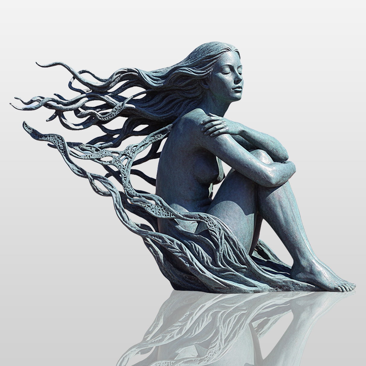 PREMIER Sea Daughter Sculpture with Flowing Hair and Ocean Breeze Design for Coastal Gardens and Outdoor Spaces PSB-139-Bronze Sculpture-PREMIER SCULPTURE