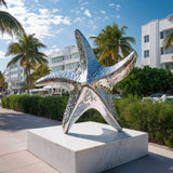 PREMIER Silver Starfish Sculpture with Mirror Polished Finish for Coastal Landscapes PSSS-207-Stainless Steel Sculpture-PREMIER SCULPTURE
