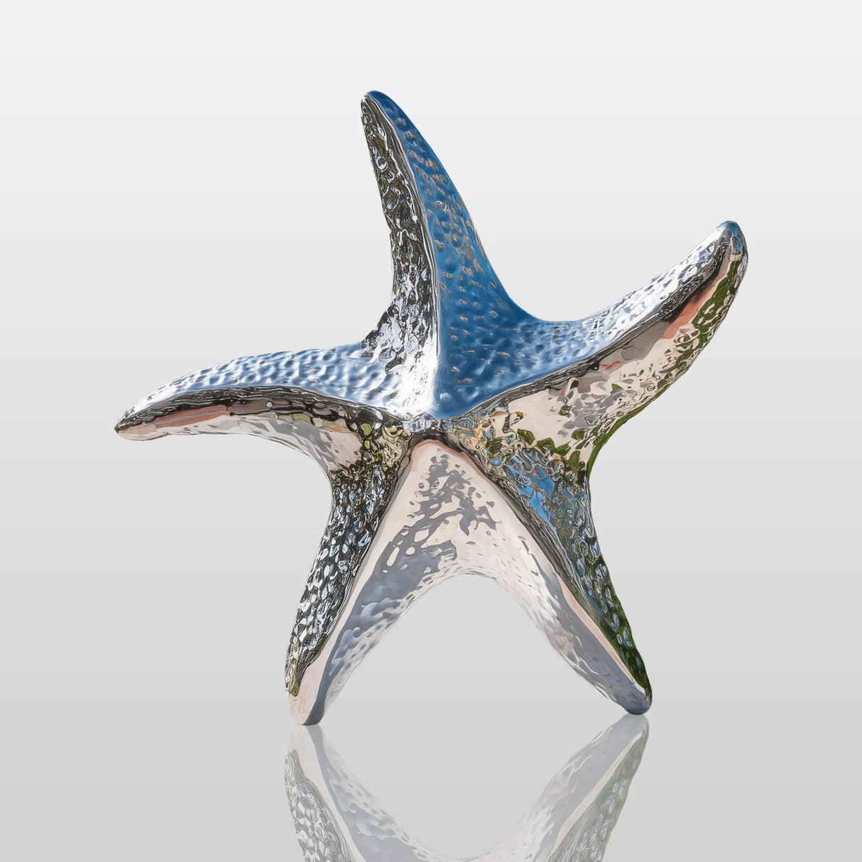 PREMIER Silver Starfish Sculpture with Mirror Polished Finish for Coastal Landscapes PSSS-207-Stainless Steel Sculpture-PREMIER SCULPTURE