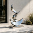 PREMIER Stacked Crescent Sculpture in Polished Metal for Front Yard, Garden Poolside or Driveway PSSS-347-Stainless Steel Sculpture-PREMIER SCULPTURE