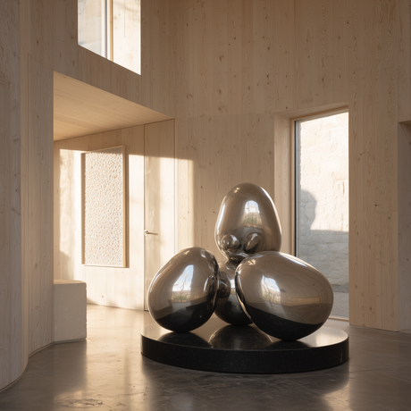 PREMIER Stacked Stainless Steel Sculpture with Minimalist Dynamic Interwoven Ball Design for Living Room or Gallery PSSS-221-Stainless Steel Sculpture-PREMIER SCULPTURE