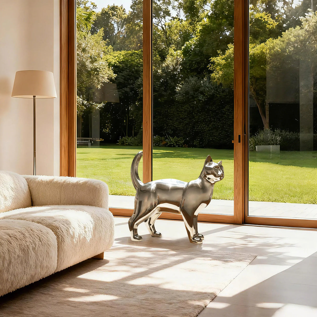 PREMIER Stainless Steel Cat Sculpture for Living Room, Garden and Entryway PSSS-189-Stainless Steel Sculpture-PREMIER SCULPTURE