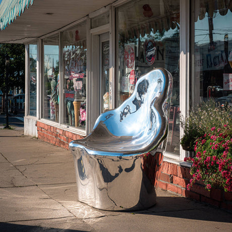 PREMIER Stainless Steel Chair Sculpture with Modern Realist Design Perfect for Urban Parks and Cultural Centers PSSS-214-Stainless Steel Sculpture-PREMIER SCULPTURE