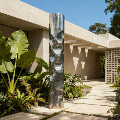 PREMIER Stainless Steel Column Sculpture with Modern Abstract Design Perfect for Courtyards or Pathways PSSS-223-Stainless Steel Sculpture-PREMIER SCULPTURE