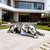 PREMIER Stainless Steel Dog Sculpture with Faceted Design for Villas and Courtyards PSSS-153-Stainless Steel Sculpture-PREMIER SCULPTURE