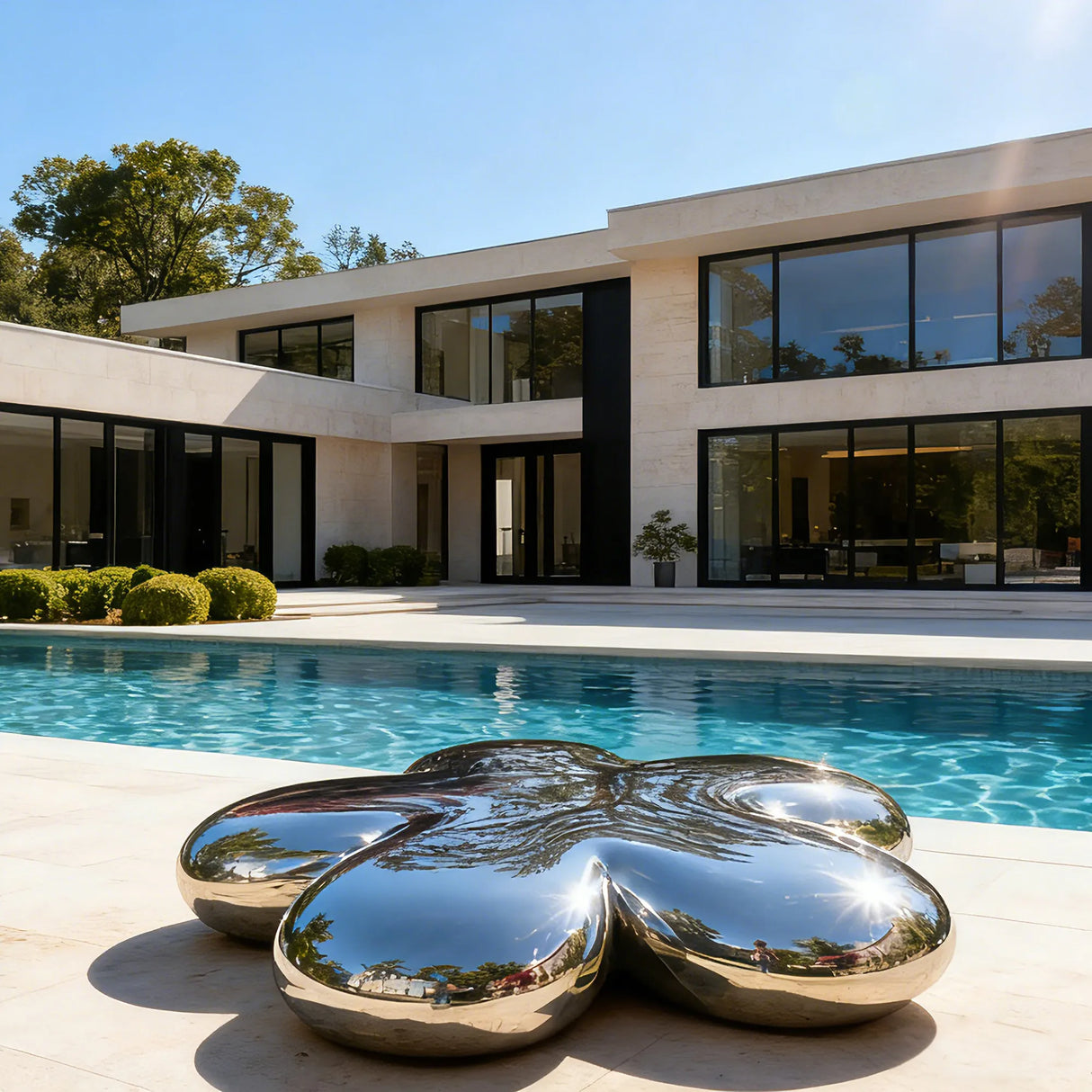 PREMIER Stainless Steel Flower Sculpture for Poolside, Modern Villas and Garden Spaces PSSS-173-Stainless Steel Sculpture-PREMIER SCULPTURE