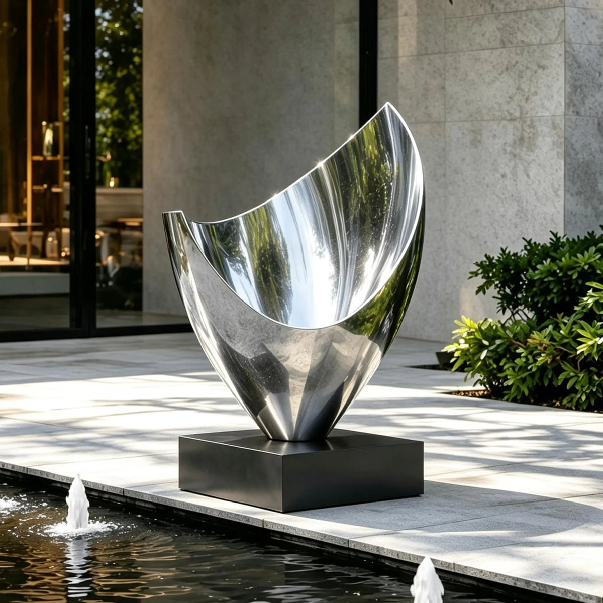 PREMIER Stainless Steel Funnel Sculpture for Garden Poolside, Modern Patio or Home Entrance PSSS-360-Stainless Steel Sculpture-PREMIER SCULPTURE