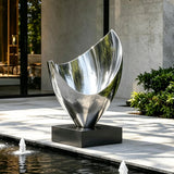 PREMIER Stainless Steel Funnel Sculpture for Garden Poolside, Modern Patio or Home Entrance PSSS-360-Stainless Steel Sculpture-PREMIER SCULPTURE