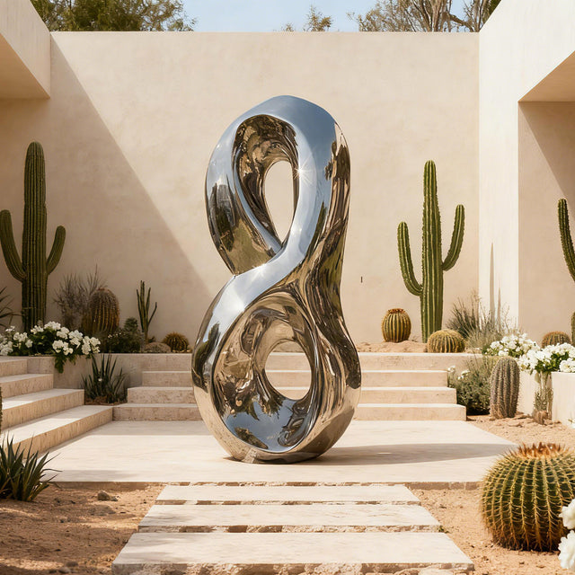 PREMIER Stainless Steel Loop Sculpture in Fluid Form for Hotels, Garden Entrances and Landscaped Walkways PSSS-165-Stainless Steel Sculpture-PREMIER SCULPTURE