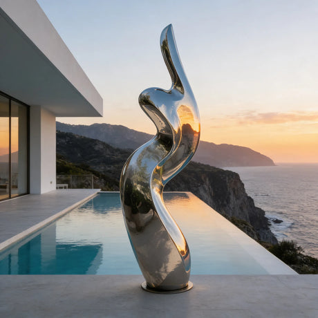 PREMIER Stainless Steel Modern Sculpture with Smooth Curves for Pools, Gardens and Luxury Outdoor Living Spaces PSSS-194-Stainless Steel Sculpture-PREMIER SCULPTURE