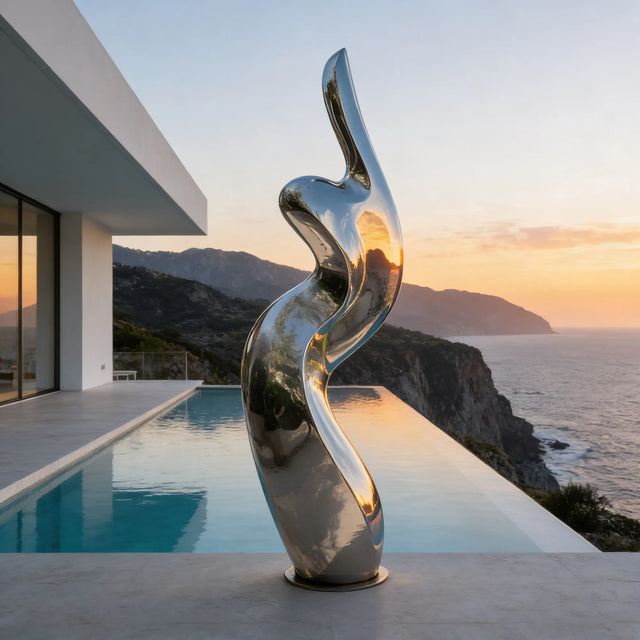 PREMIER Stainless Steel Modern Sculpture with Smooth Curves for Pools, Gardens and Luxury Outdoor Living Spaces PSSS-194-Stainless Steel Sculpture-PREMIER SCULPTURE